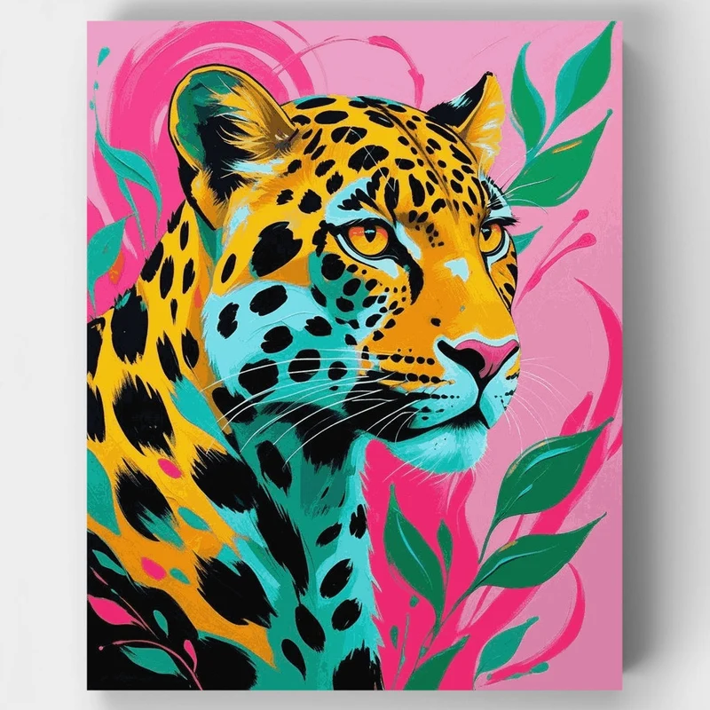 Vibrant Leopard in Jungle Paradise - Paint by Numbers Kit