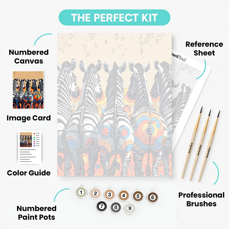 Vibrant Abstract Zebras - Paint by Numbers Kit