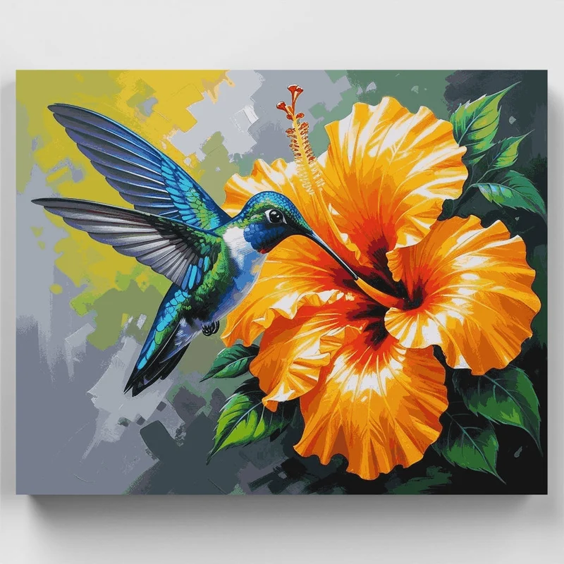 Hummingbird and Hibiscus - Paint by Numbers Kit