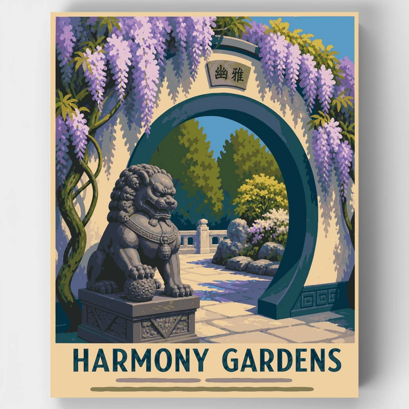 Wisteria Moon Gate - Paint by Numbers Kit