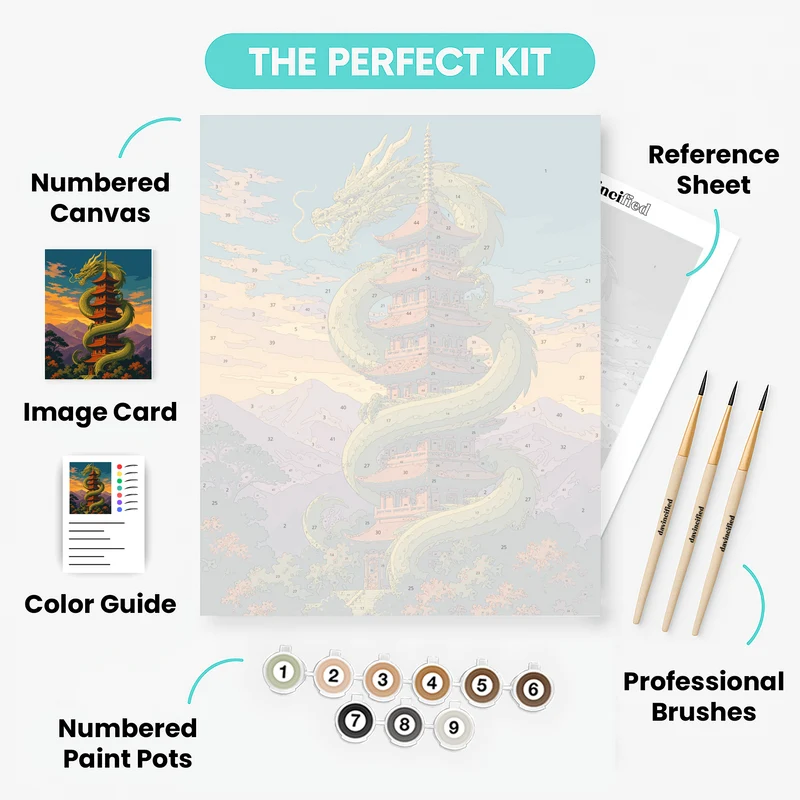 Jade Dragon Pagoda - Paint by Numbers Kit