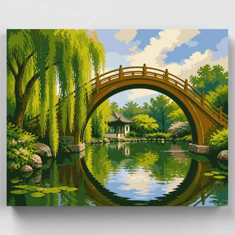 Moon Bridge Reflection - Paint by Numbers Kit