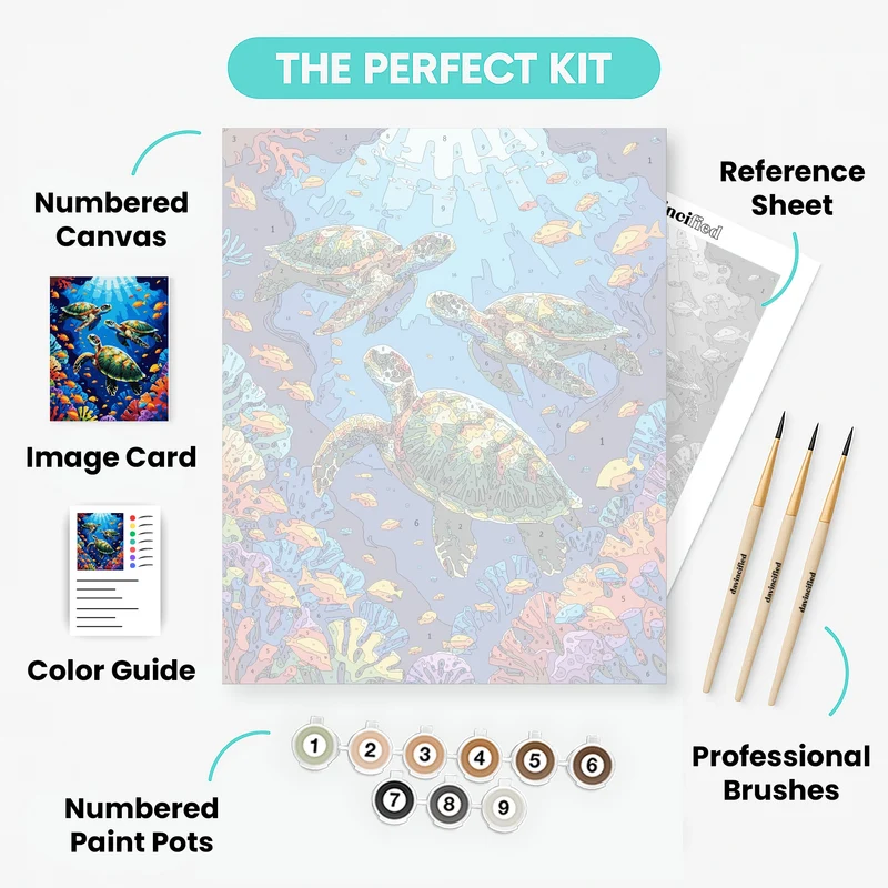 Underwater Sea Turtles - Paint by Numbers Kit