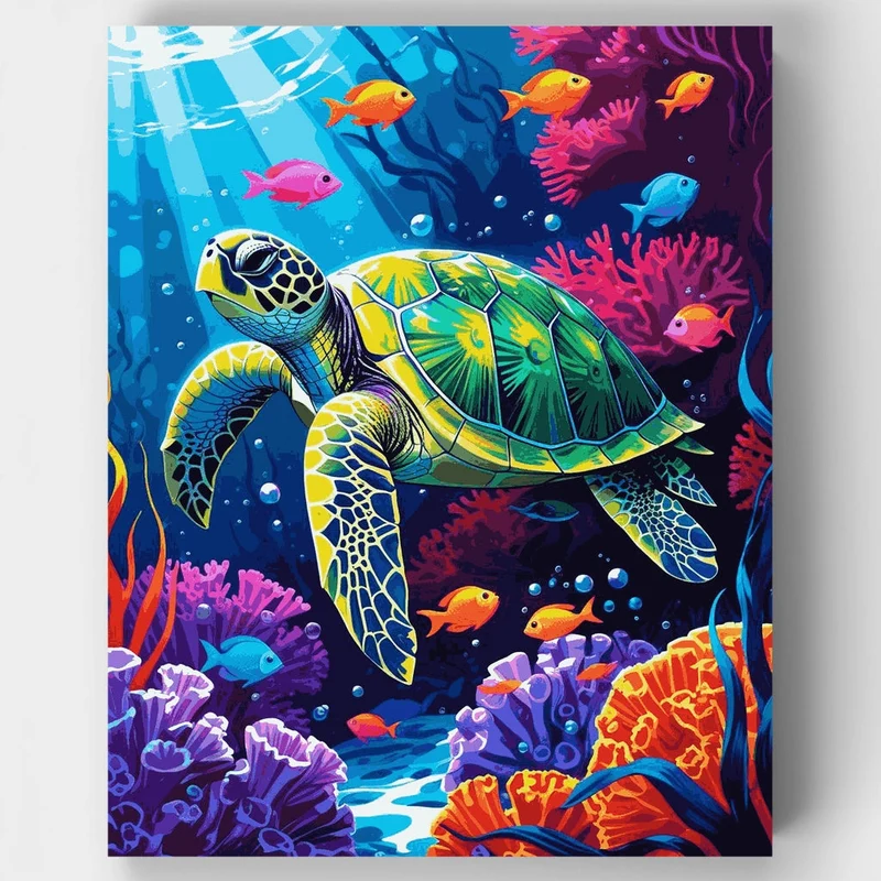 Tropical Sea Turtle Paradise - Paint by Numbers Kit