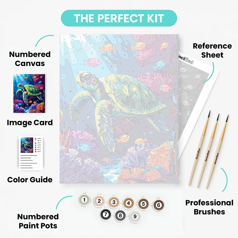 Tropical Sea Turtle Paradise - Paint by Numbers Kit