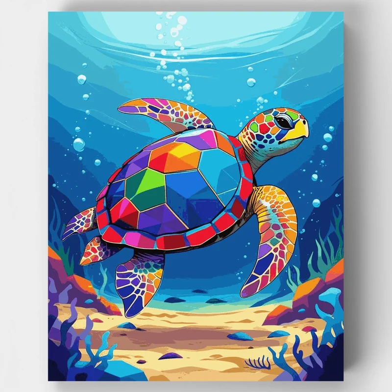 Colorful Sea Turtle - Paint by Numbers Kit