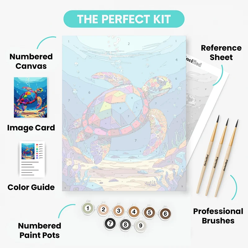 Colorful Sea Turtle - Paint by Numbers Kit