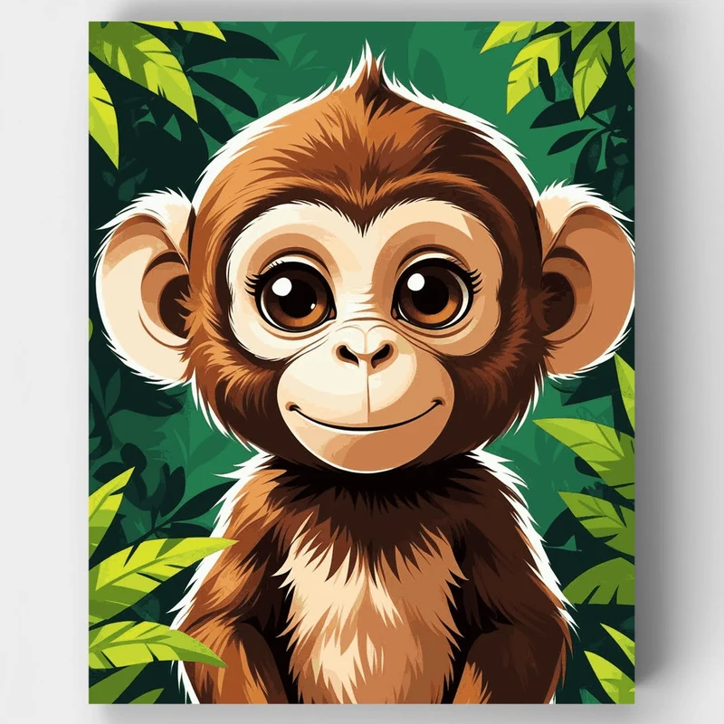 Adorable Baby Monkey - Paint by Numbers Kit
