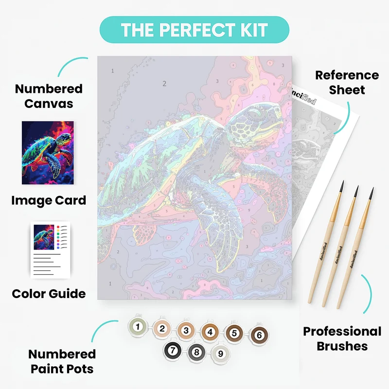 Vibrant Sea Turtle - Paint by Numbers Kit