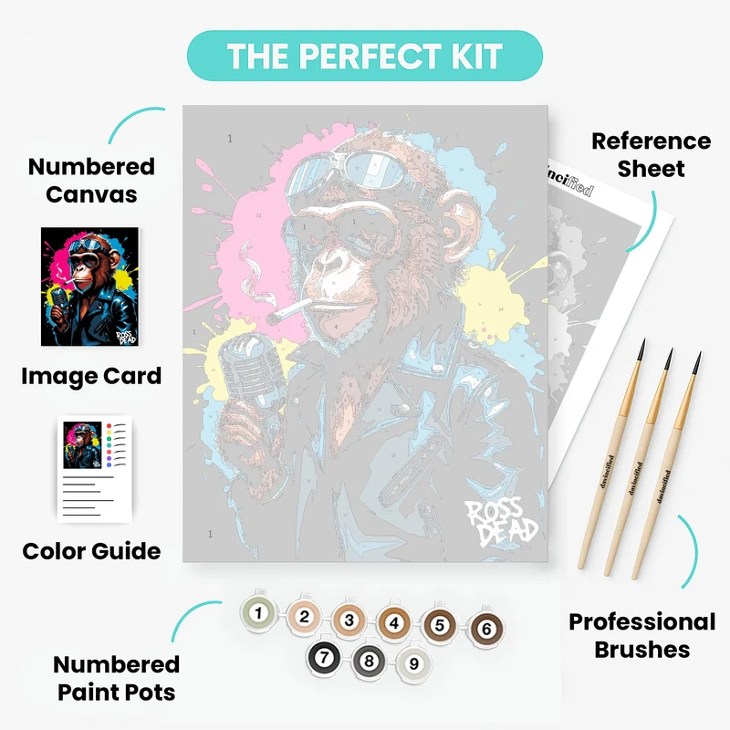 Rock Star Monkey with Microphone - Paint by Numbers Kit