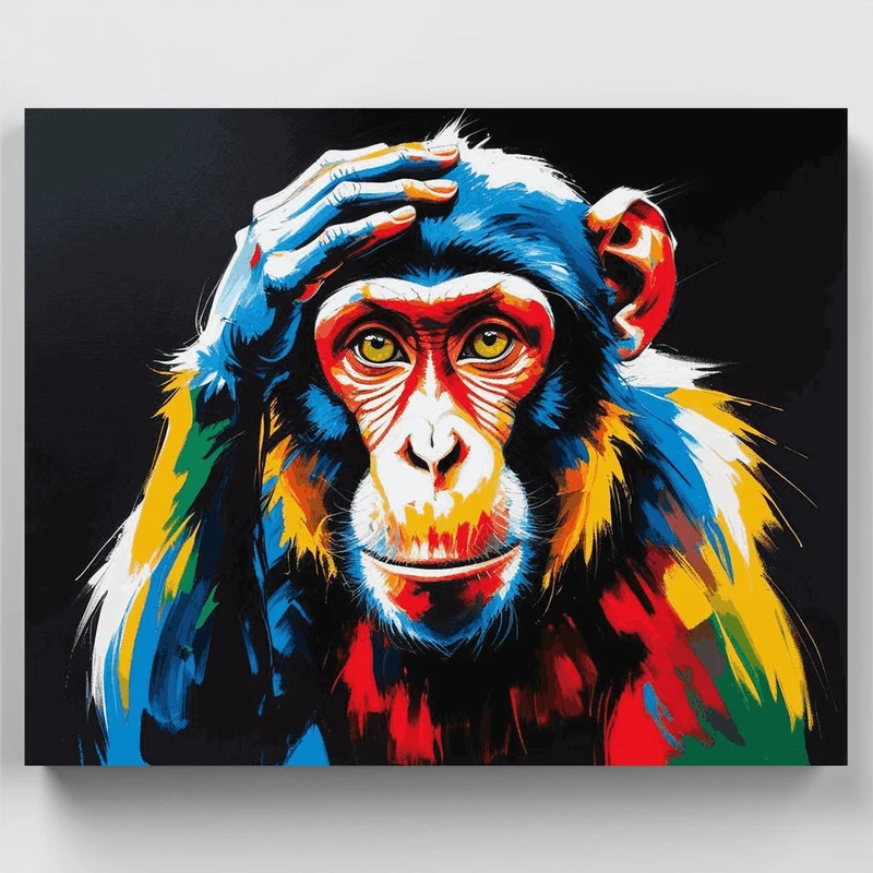 Colorful Chimpanzee Portrait - Paint by Numbers Kit