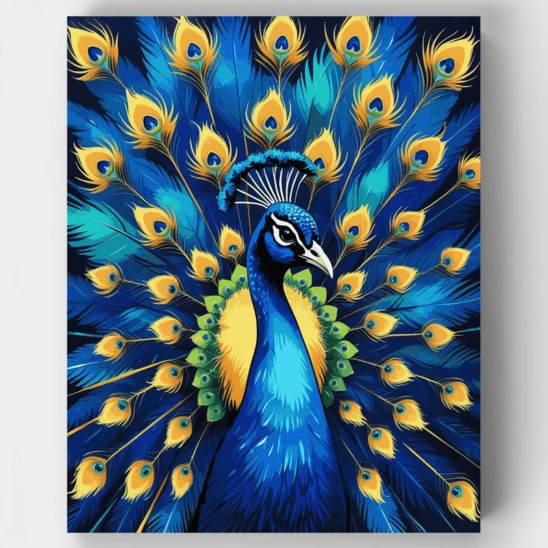 Majestic Blue Peacock - Paint by Numbers Kit