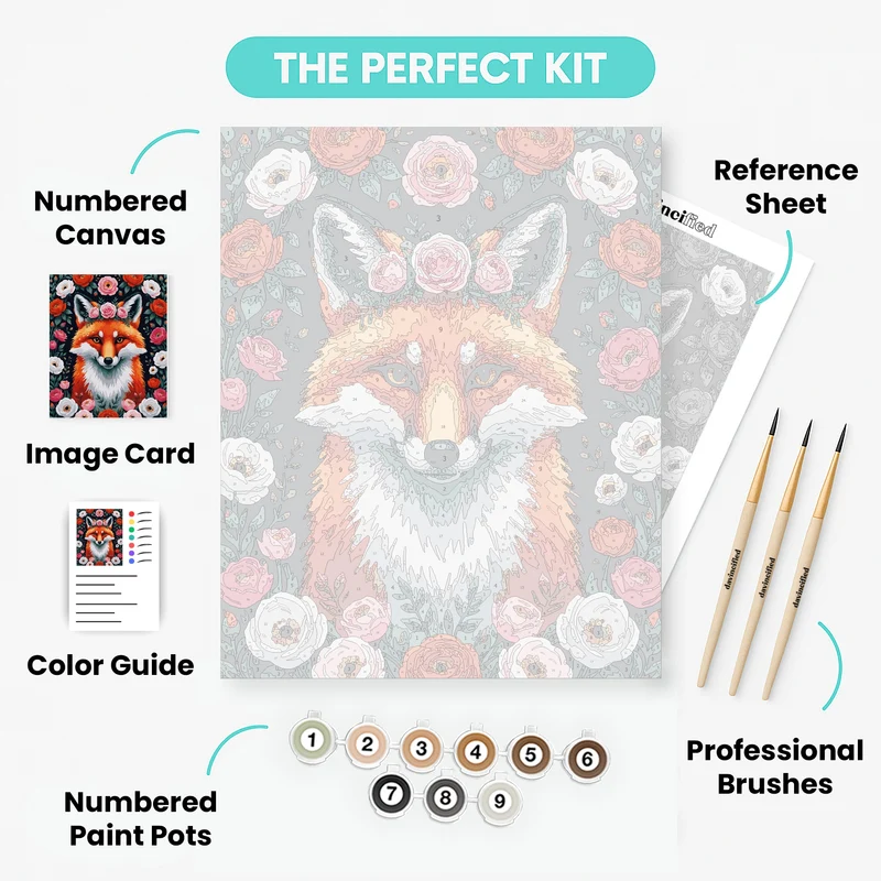 Fox with Floral Crown - Paint by Numbers Kit