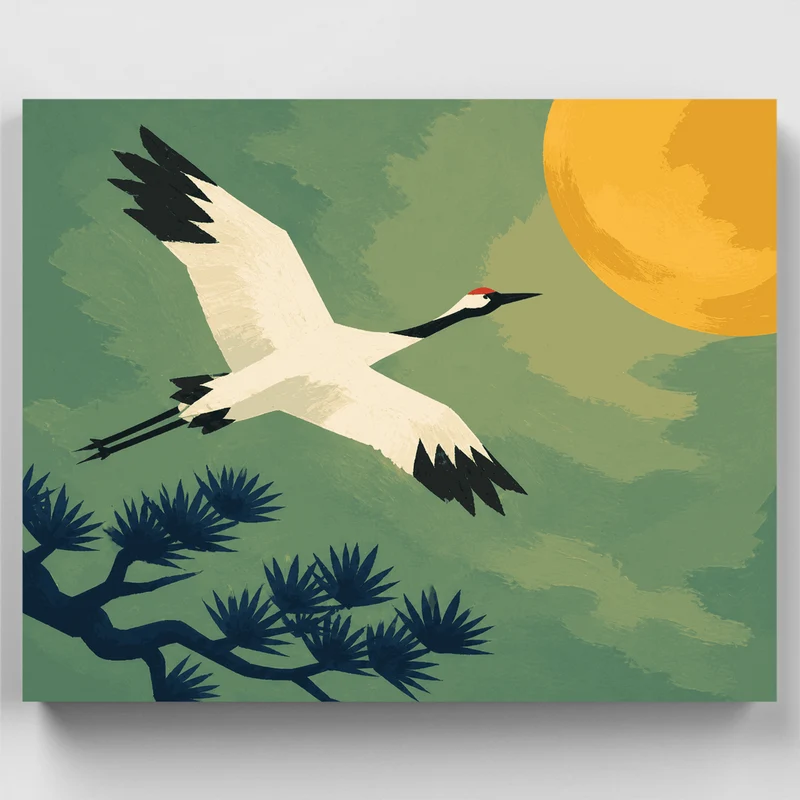 Crane Over Mustard Moon - Paint by Numbers Kit
