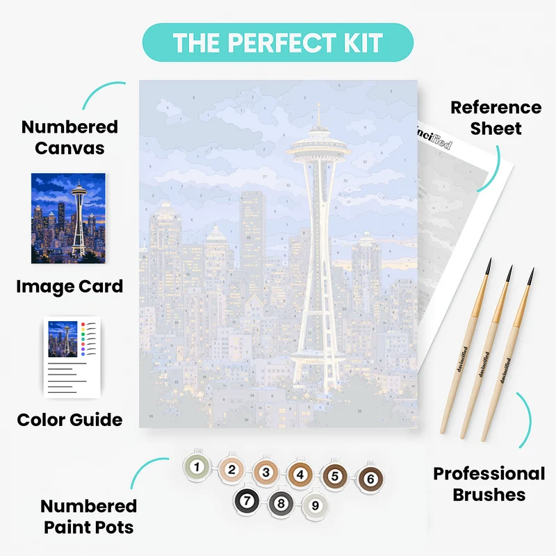 Space Needle Blue Hour - Paint by Numbers Kit