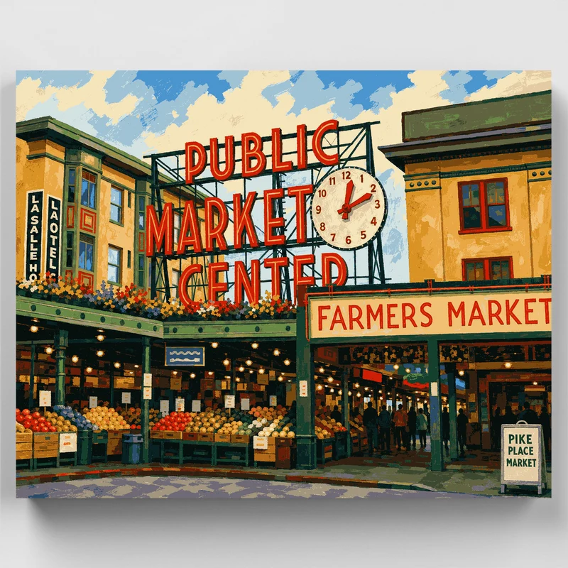 Pike Place Market Sign - Paint by Numbers Kit