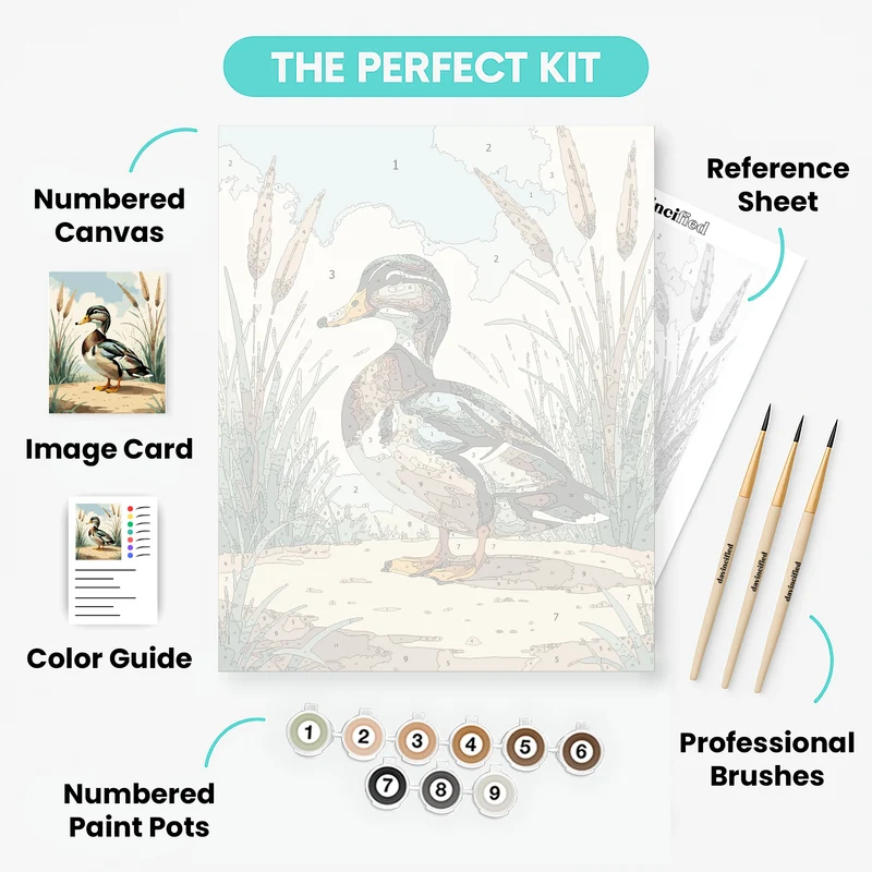 Elegant Duck in Wetland Grass - Paint by Numbers Kit