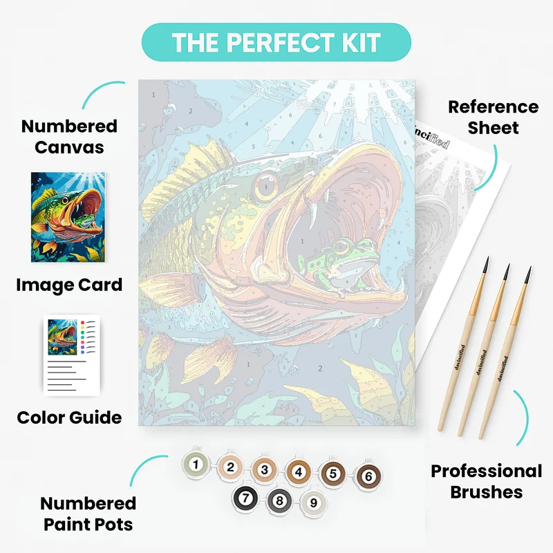 Bass Eating Frog - Paint by Numbers Kit