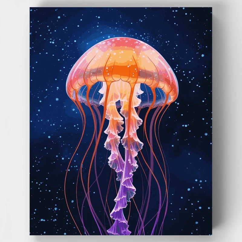 Luminous Jellyfish in Starry Ocean - Paint by Numbers Kit