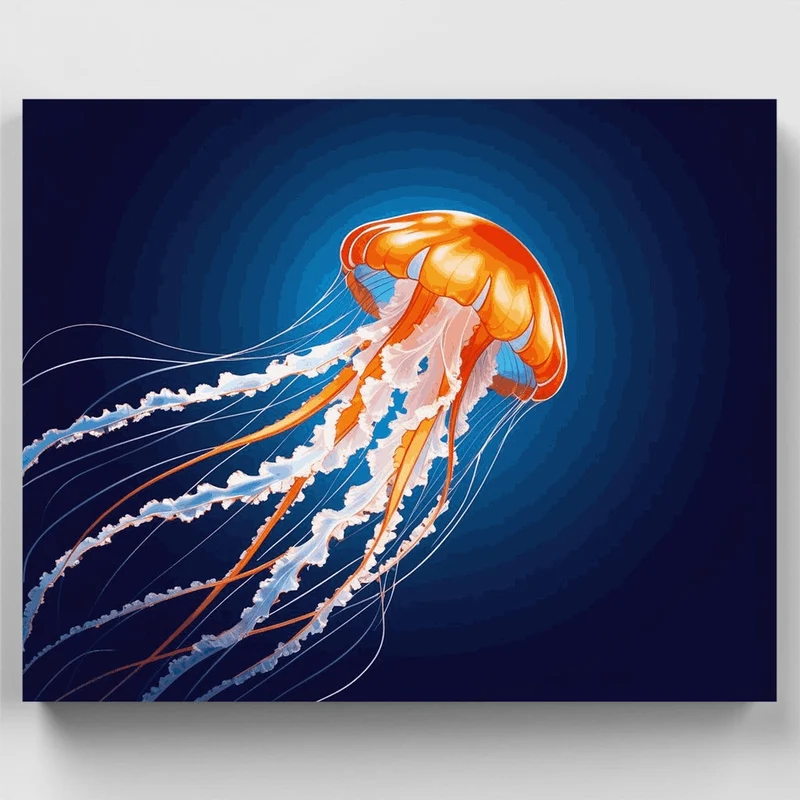 Orange Jellyfish - Paint by Numbers Kit