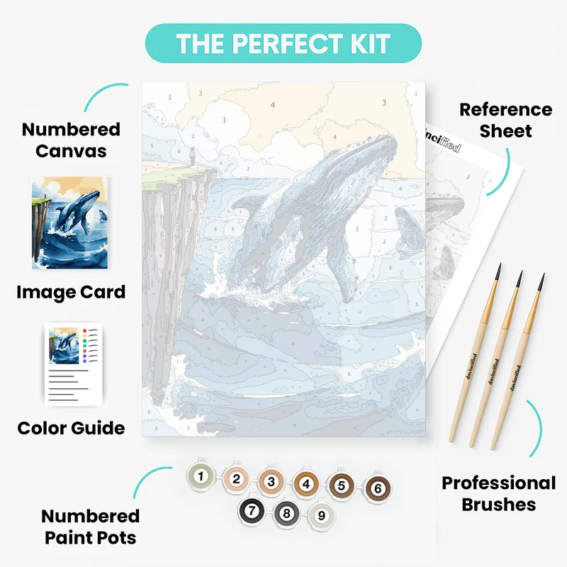Majestic Whale Breaching Near Cliff - Paint by Numbers Kit