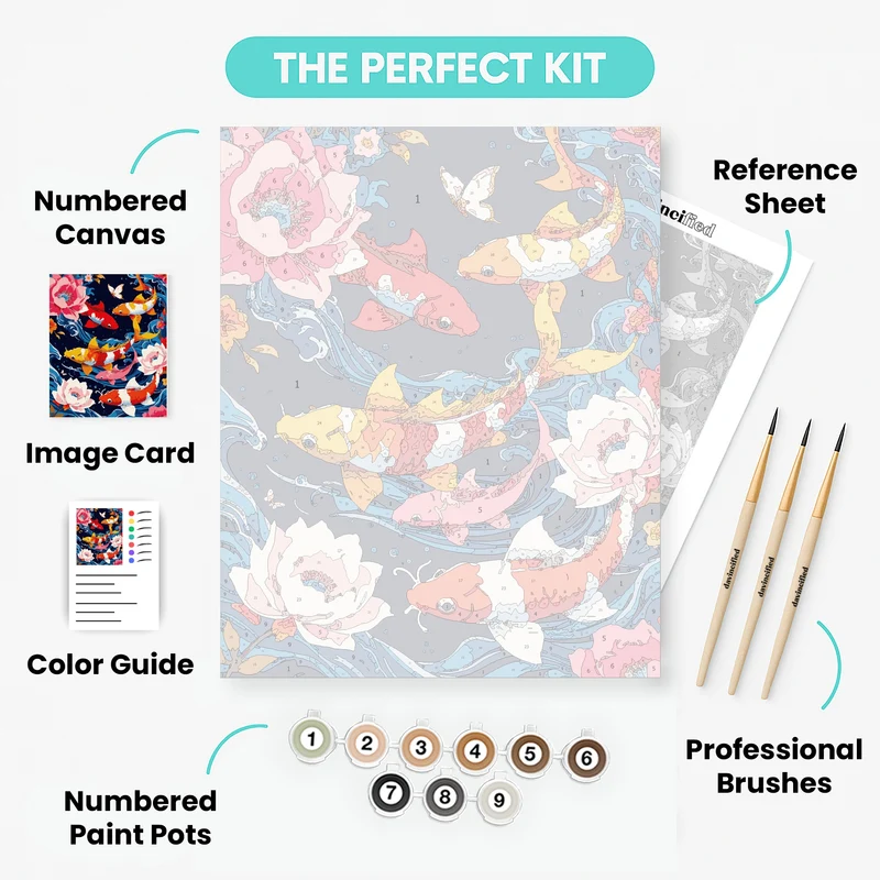 Vibrant Koi Fish and Blossoms - Paint by Numbers Kit