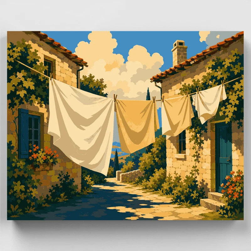 Cottage Laundry Line - Paint by Numbers Kit