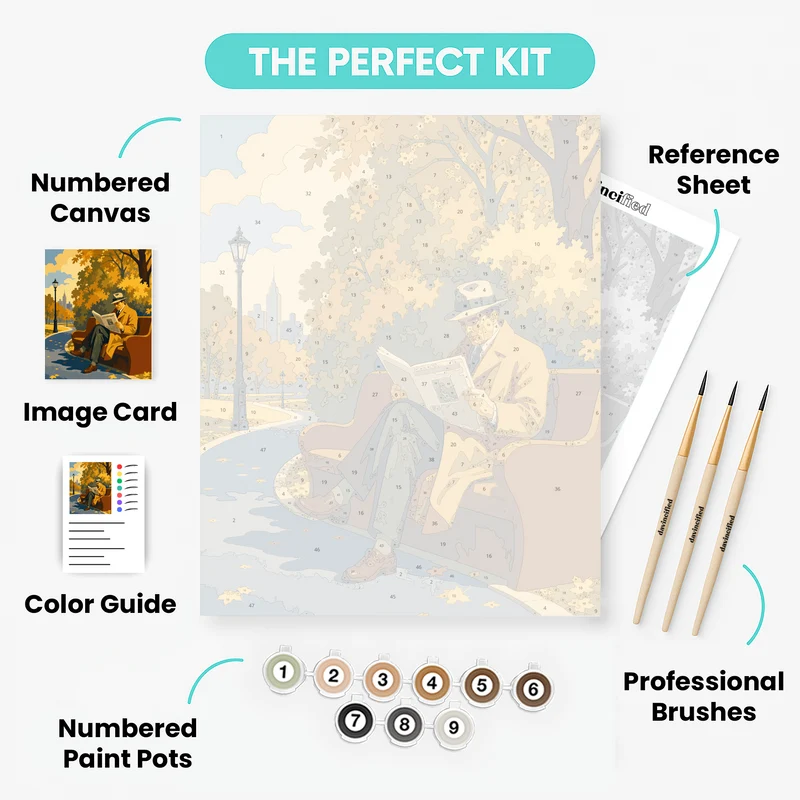 Newspaper on the Bench - Paint by Numbers Kit
