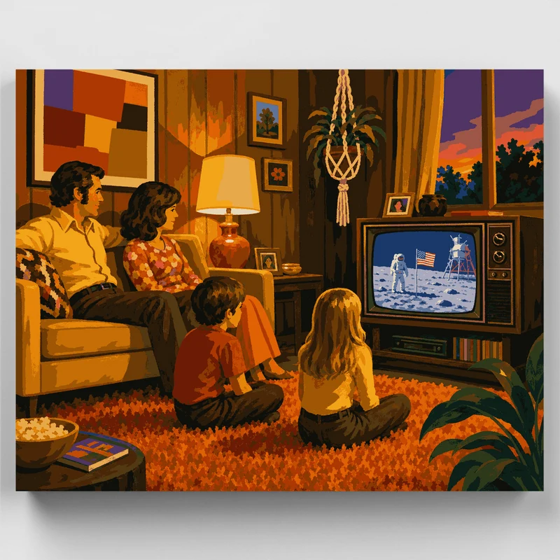 Retro Moonwalk Broadcast - Paint by Numbers Kit