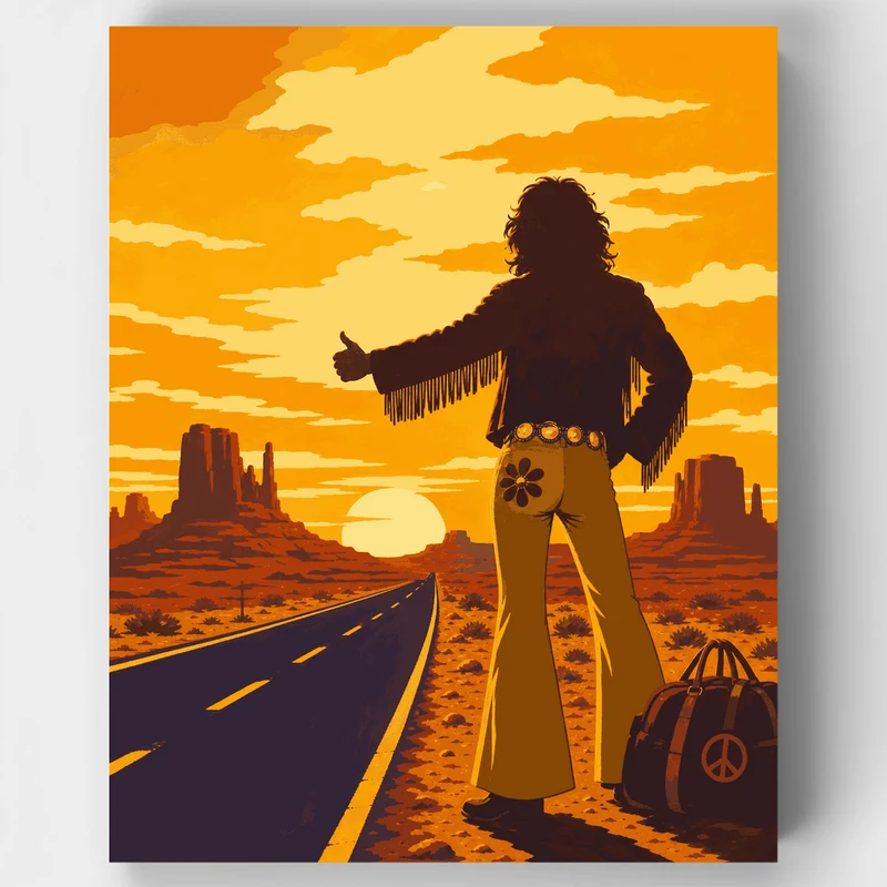 Desert Hitchhiker Sunset - Paint by Numbers Kit