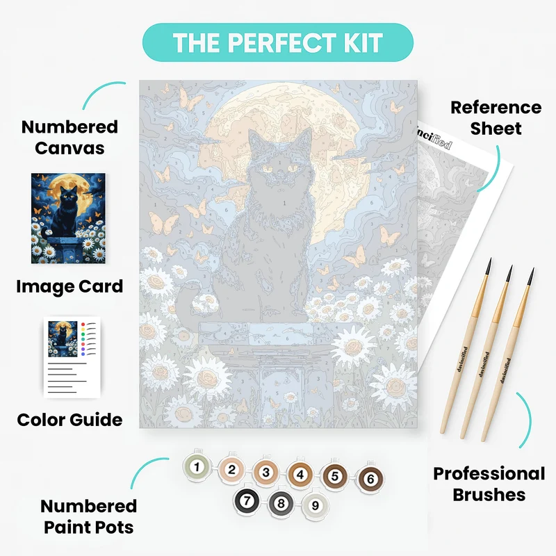 Mystical Black Cat Under Moonlight - Paint by Numbers Kit