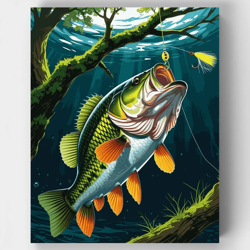 Bass Fishing Strike - Paint by Numbers Kit