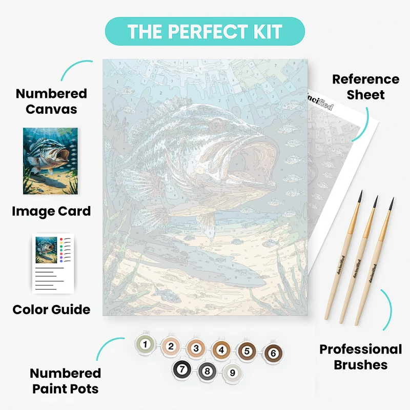 Bass Fish Underwater - Paint by Numbers Kit
