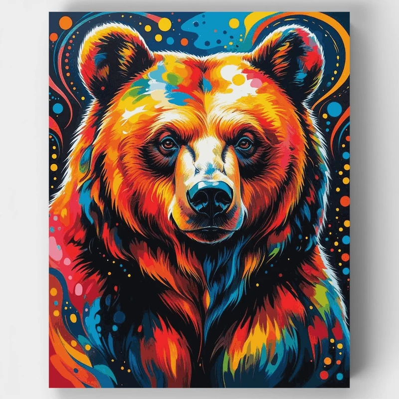 Vibrant Rainbow Bear - Paint by Numbers Kit