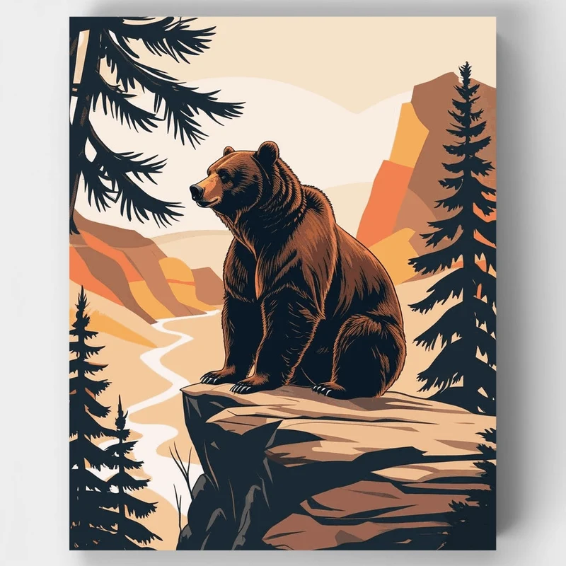 Majestic Bear in Mountain Wilderness - Paint by Numbers Kit
