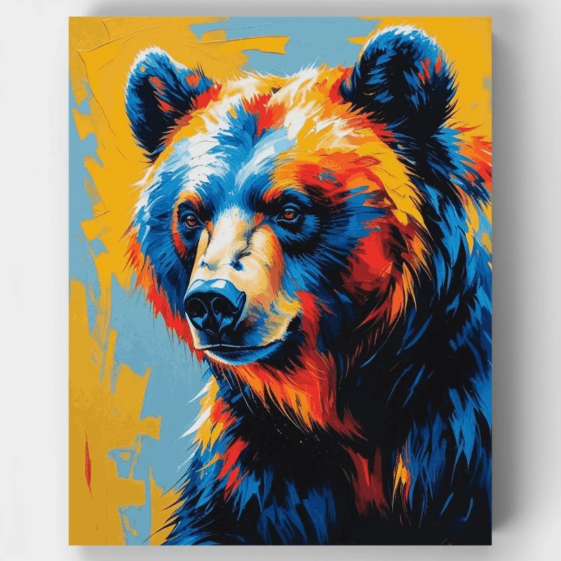 Colorful Bear Portrait - Paint by Numbers Kit