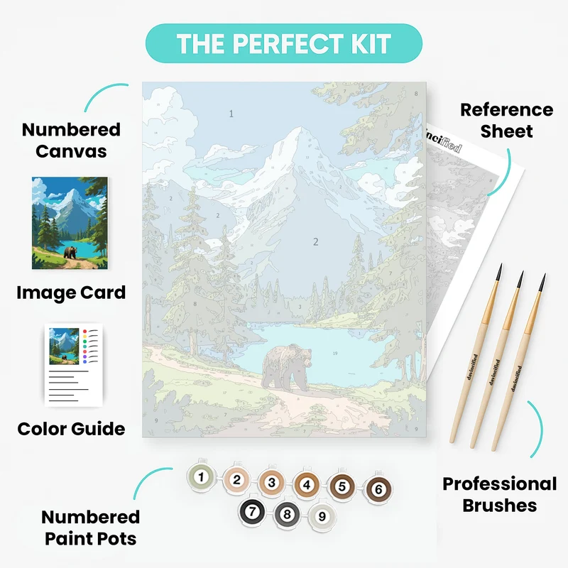 Majestic Bear by Mountain Lake - Paint by Numbers Kit