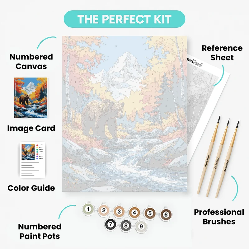 Grizzly Bear in Autumn Wilderness - Paint by Numbers Kit
