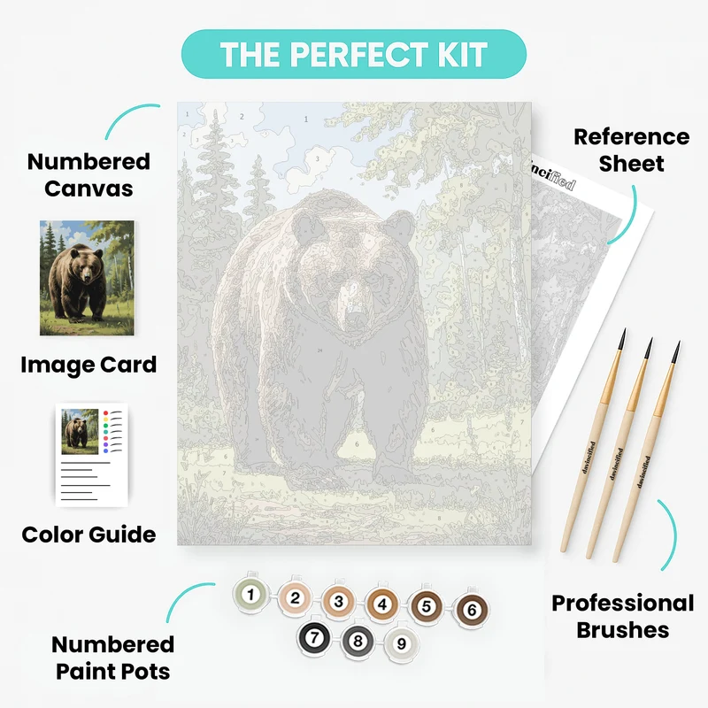 Majestic Brown Bear in Forest - Paint by Numbers Kit