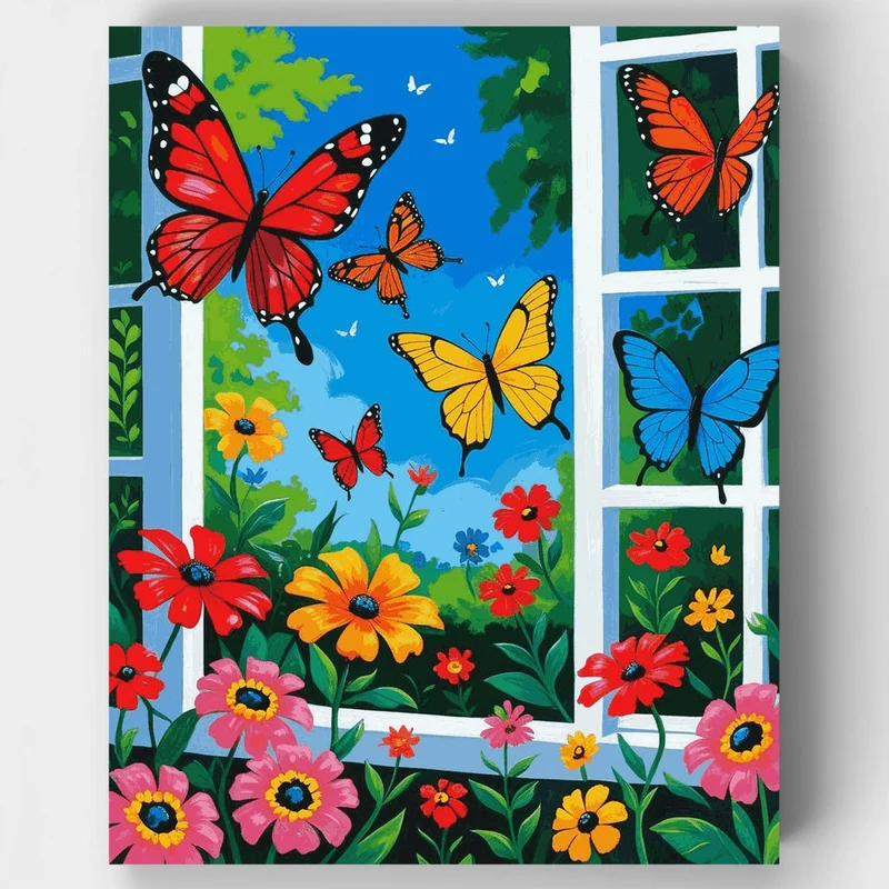Colorful Butterflies in Bloom - Paint by Numbers Kit