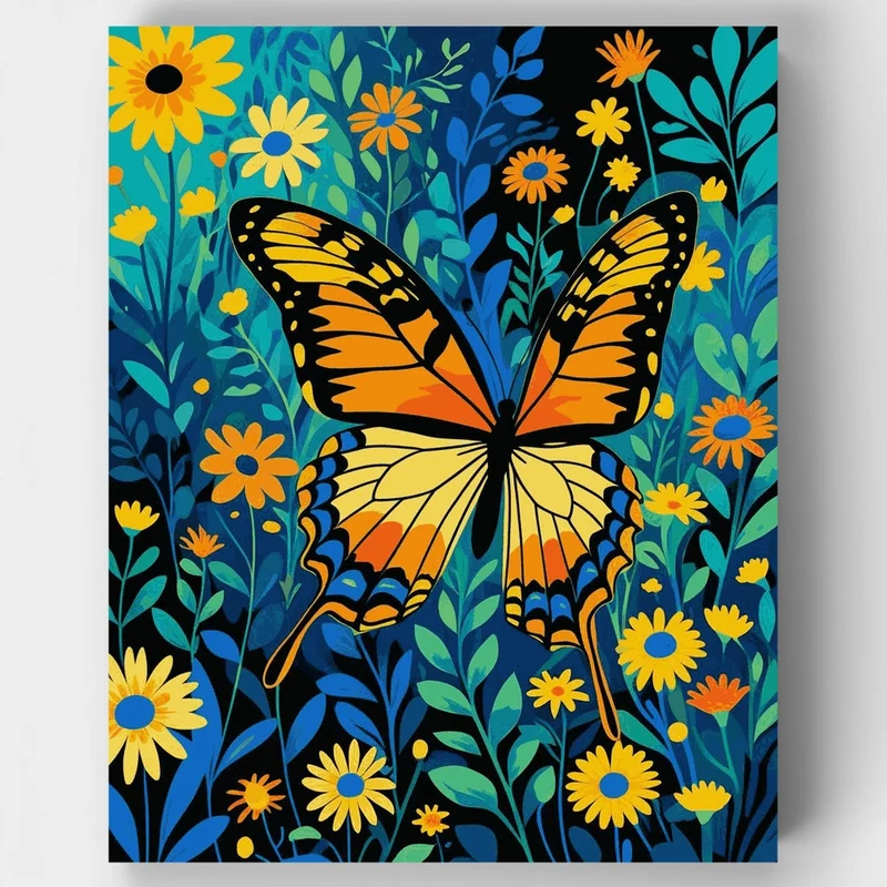 Monarch Butterfly in Wildflower Garden - Paint by Numbers Kit