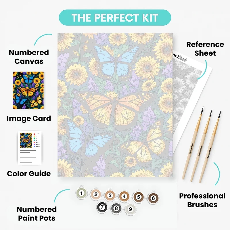 Vibrant Butterflies and Sunflowers Garden - Paint by Numbers Kit