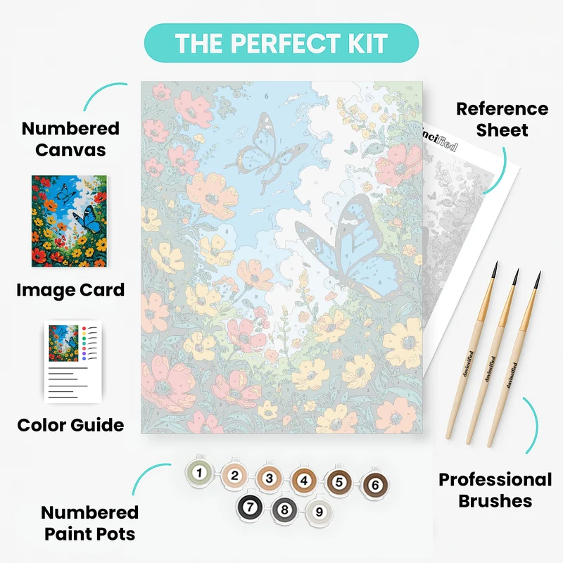 Butterflies in Blooming Garden - Paint by Numbers Kit