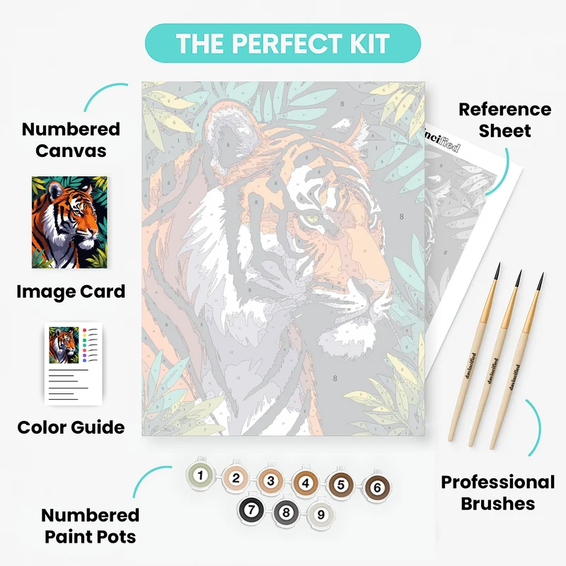 Majestic Tiger in Jungle Foliage - Paint by Numbers Kit