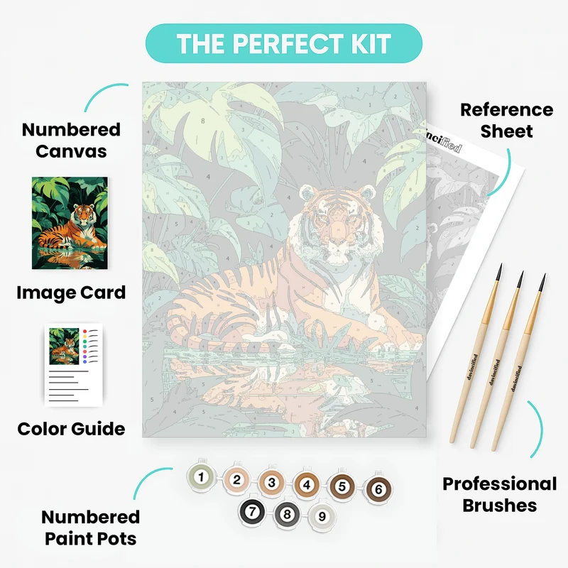 Majestic Tiger in Jungle Oasis - Paint by Numbers Kit