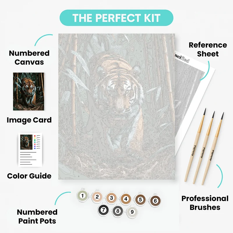 Majestic Tiger in Bamboo Forest - Paint by Numbers Kit