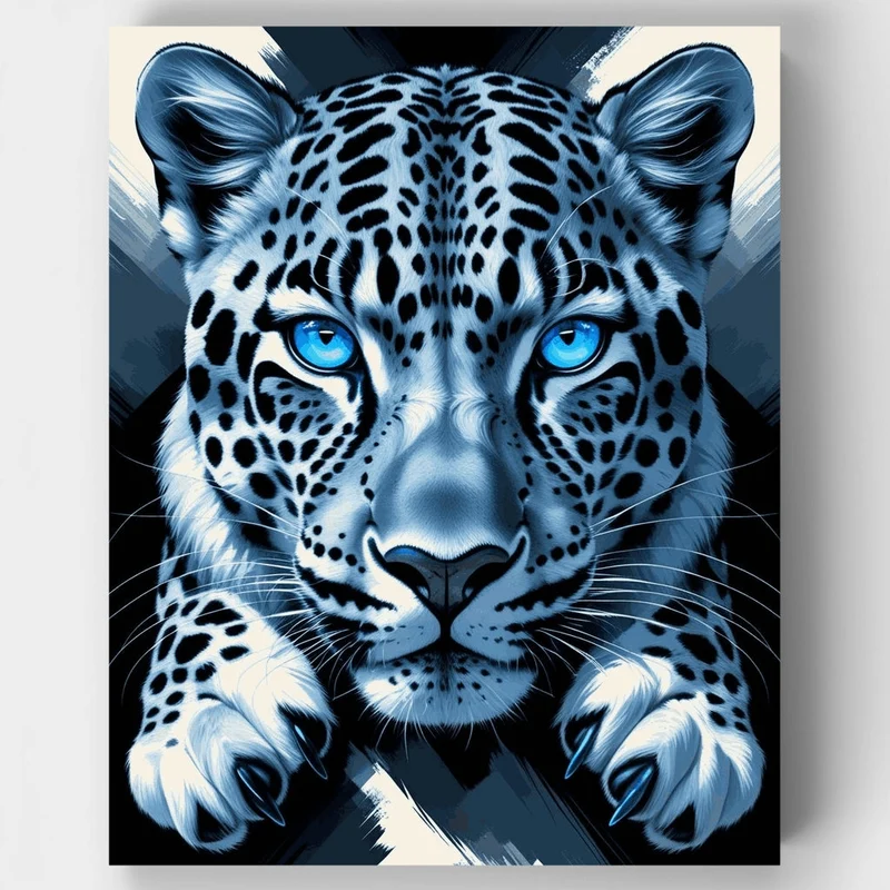 Blue Snow Leopard - Paint by Numbers Kit