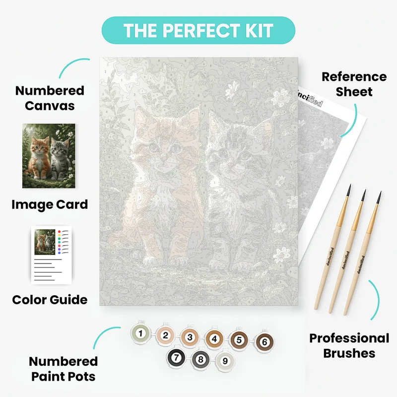 Two Adorable Kittens in Garden - Paint by Numbers Kit