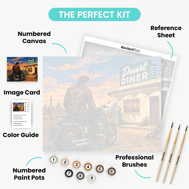 Lone Road Diner Stop - Paint by Numbers Kit
