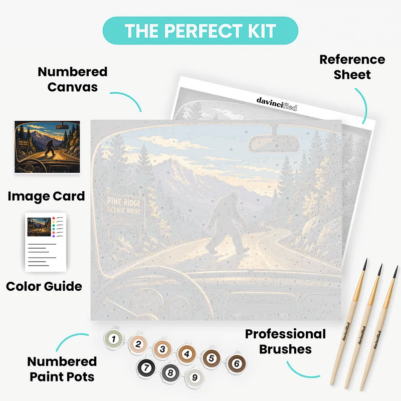 Roadside Bigfoot Sighting - Paint by Numbers Kit